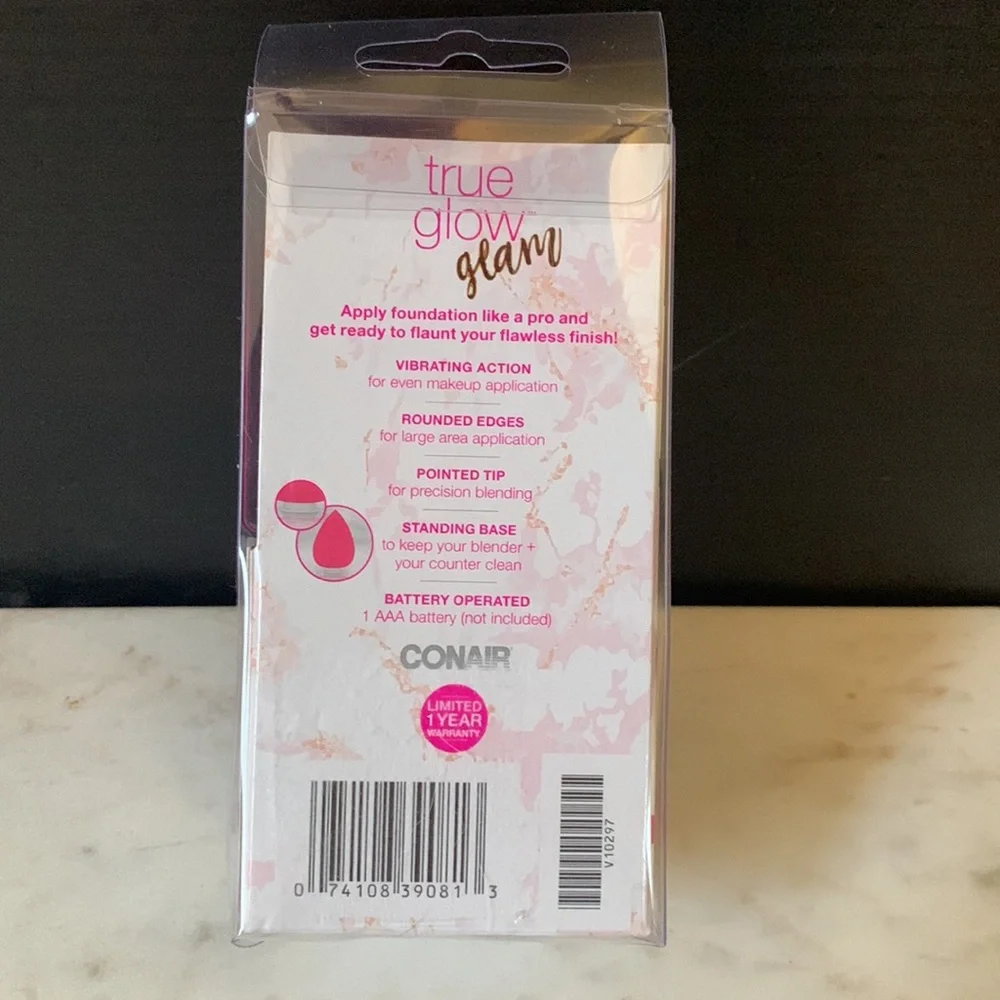 True Glow by Conair Vibrating Makeup Blender with Standing Base